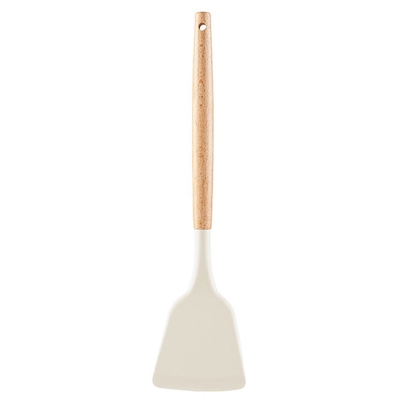 HomeLife Cooking Spatula Easy to Clean Non-Stick Food Grade Good Grip Hanging Hole Cooking Utensil High Temperature Resistant Wooden Handle Frying Spatula Soup Ladle Kitchen Gadget