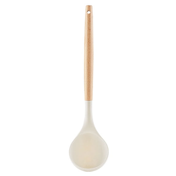 HomeLife Cooking Spatula Easy to Clean Non-Stick Food Grade Good Grip Hanging Hole Cooking Utensil High Temperature Resistant Wooden Handle Frying Spatula Soup Ladle Kitchen Gadget