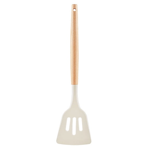 HomeLife Cooking Spatula Easy to Clean Non-Stick Food Grade Good Grip Hanging Hole Cooking Utensil High Temperature Resistant Wooden Handle Frying Spatula Soup Ladle Kitchen Gadget