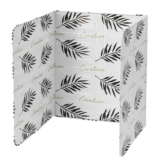HomeLife Cooking Splatter Guard Modern Leaf Print Foldable Heat Resistant Nonstick 3 Sided Kitchen Frying Stove Top Oil-proof Grease Insulation Metal Board Screen