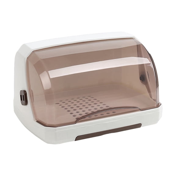 HomeLife Desktop Cup Storage Box with Drainage Holes Lid Dustproof Fruits Dish Bowl Drying Rack Transparent Teacup Holder Multi-Functional Space Saver Organizer