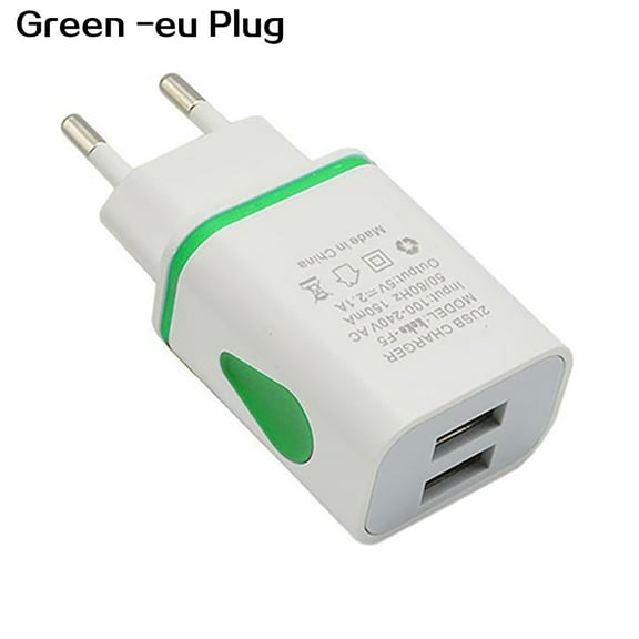 HomeLife Dual USB Ports LED Light 5V 2.1A US/EU Plug Wall Home Travel Charger Adapter