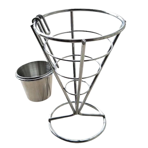 HomeLife French Fries Stand Durable Metal Chip Rust-proof Hollow Out with Cup Holder Fried Chicken Display Rack for Food Appetizers