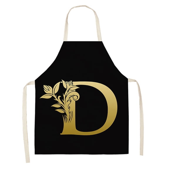 HomeLife Golden Letter Alphabet Pattern Kitchen Apron Sleeveless Cooking Cleaning Tools