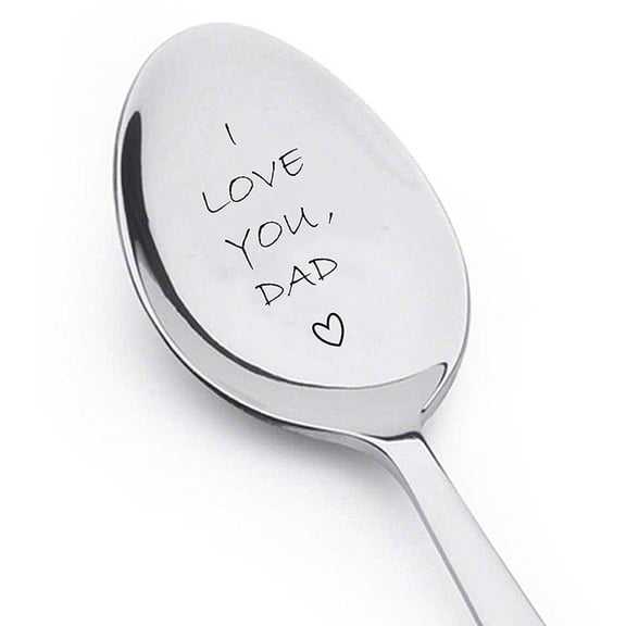 HomeLife I Love You Dad Engraved Ice Cream Spoon Coffee Blender Kitchen Tool Father Gift