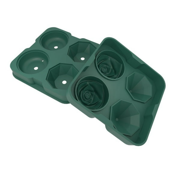 HomeLife Ice Cube Tray Mold Rose Shape Leak-proof Silicone 4 Cavity Small Funnel Ice Tray Mold for Gifts