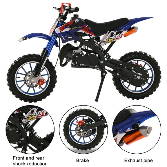 HomeLife Kids Ride-on MotorCycle, 49cc 2-Stroke Kids Dirt Bike, Gas Power Motocross, Off Road Mini Motorcycle, Pocket Motorbike with Front Rear Disc Brakes, Racing Max Speed 40KM/H (Blue)