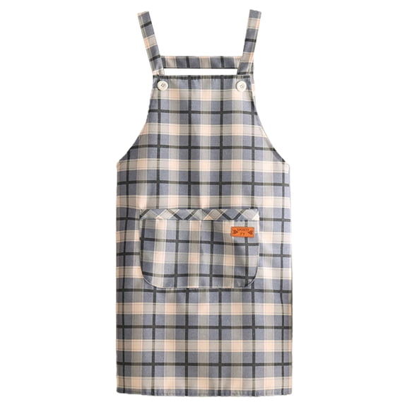 HomeLife Kitchen Apron with Pocket Breathable Sleeveless Waterproof Plaid Oil-proof PVC Women Cooking Chef Manicure Work Household Apron for Dining Room