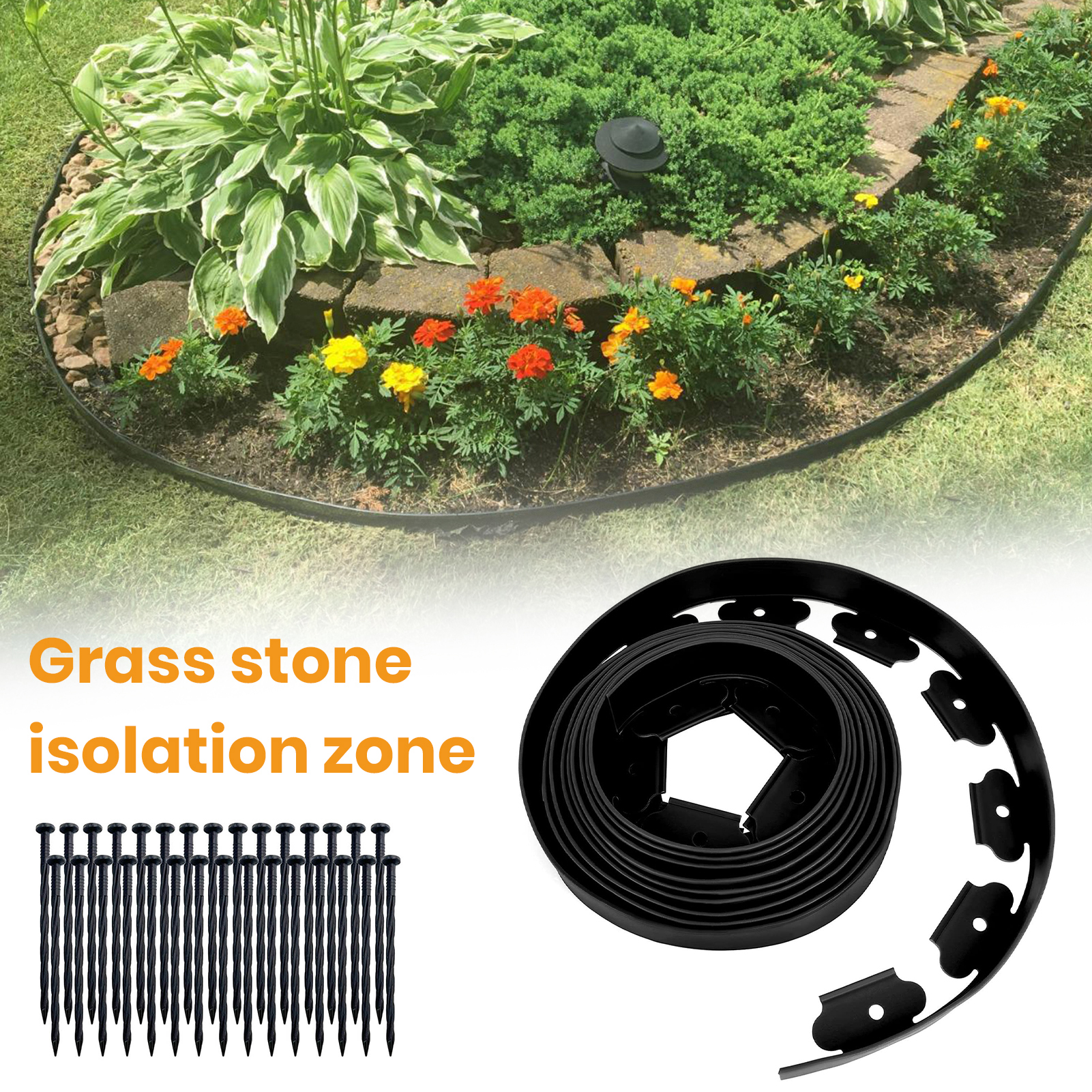 HomeLife L-Shaped Grass And Stone Isolation Belt, Green Partition Belt for Soil Blocking Board, Tree Enclosure, Landscaping, Garden Green Belt