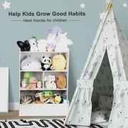 HomeLife Large Storage Capacity Cabinet with 4-Tiers Open Bookshelf Picture Book Shelf Toy Storage Organizer for Kids Bedroom, 31.5" x 15.75" x 42.91" White Storage Rack Bookcase