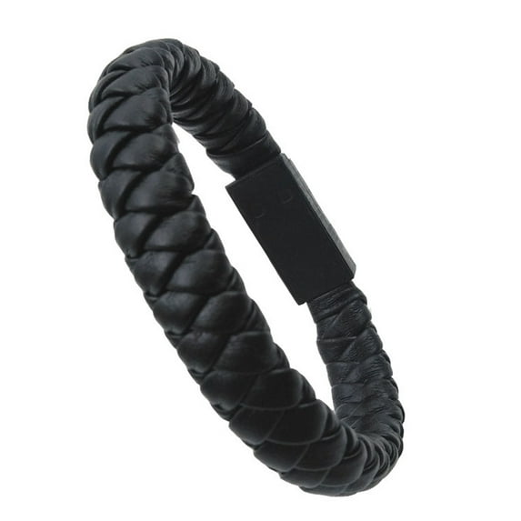 HomeLife Portable Faux Leather Woven Mini Type-C Micro USB Charging Bracelet Data Cable