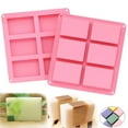 thumbnail image 1 of HomeLife Rectangular Silicone Handmade Soap Mold 6 Cavity Cake Mold 2pcs Non-Stick Cake Mold Chocolate Dessert Molds, 1 of 7