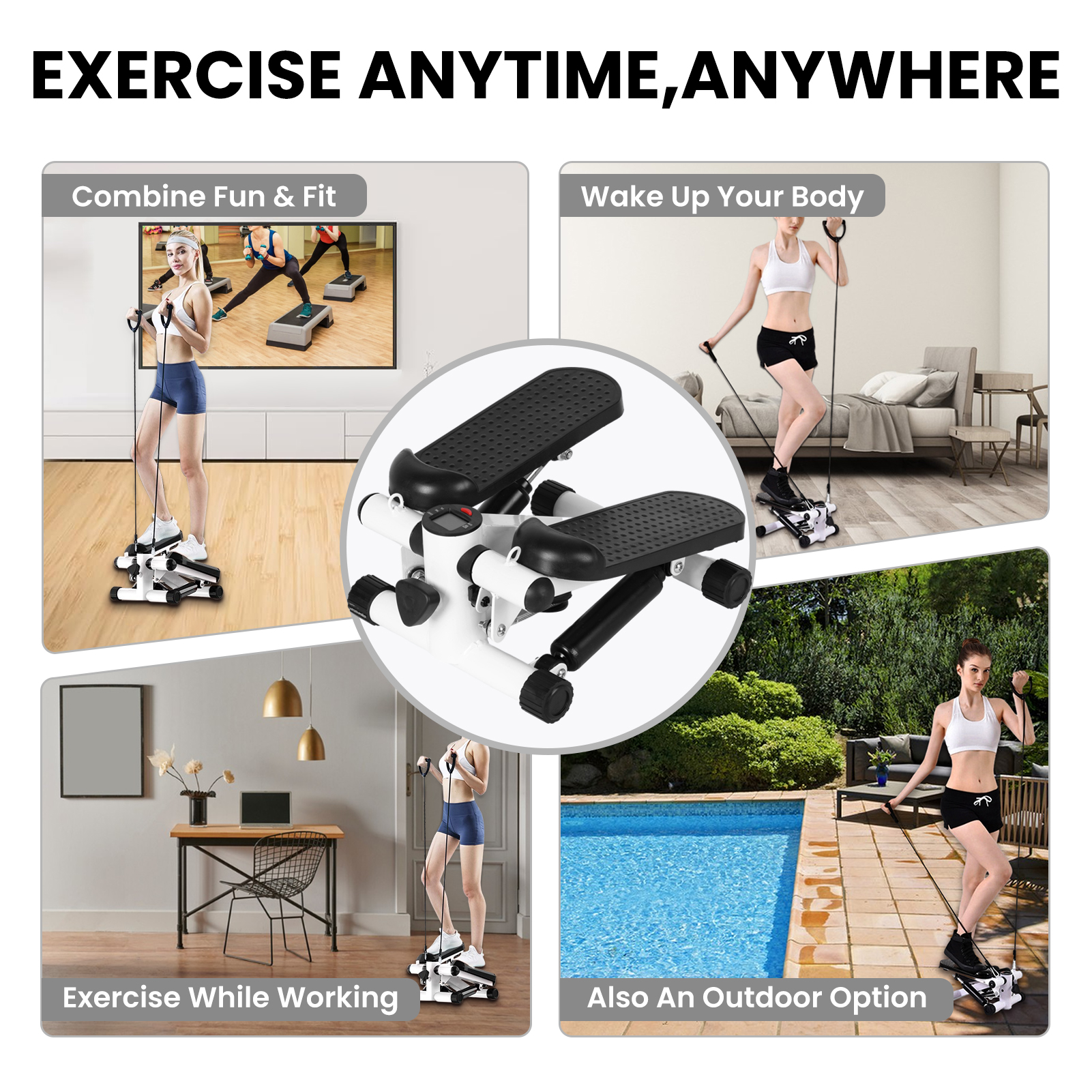 HomeLife Small Stair Stepper with Shock-Absorbing Pad, 2 Resistance ...