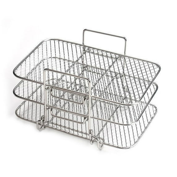 HomeLife Stainless Steel Grilling Rack Stand for Ninja Air Fryer BBQ Grill Accessories Multifunctional 3-Layer Dehydrating Rack for Fruits Jerky Air Fryer Grill for Steaks Side Dishes