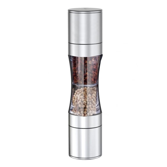 HomeLife Stainless Steel Salt Grinder Adjustable Coarseness Easy to Clean Double Head 2 in 1 Grinder for Seasoning