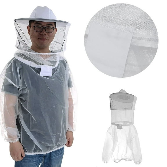 HomeLife Working Clothes for Beekeeper, Round Mesh, Transparent Breathable Bee Protective Clothing, Half Body Anti Bee Clothing
