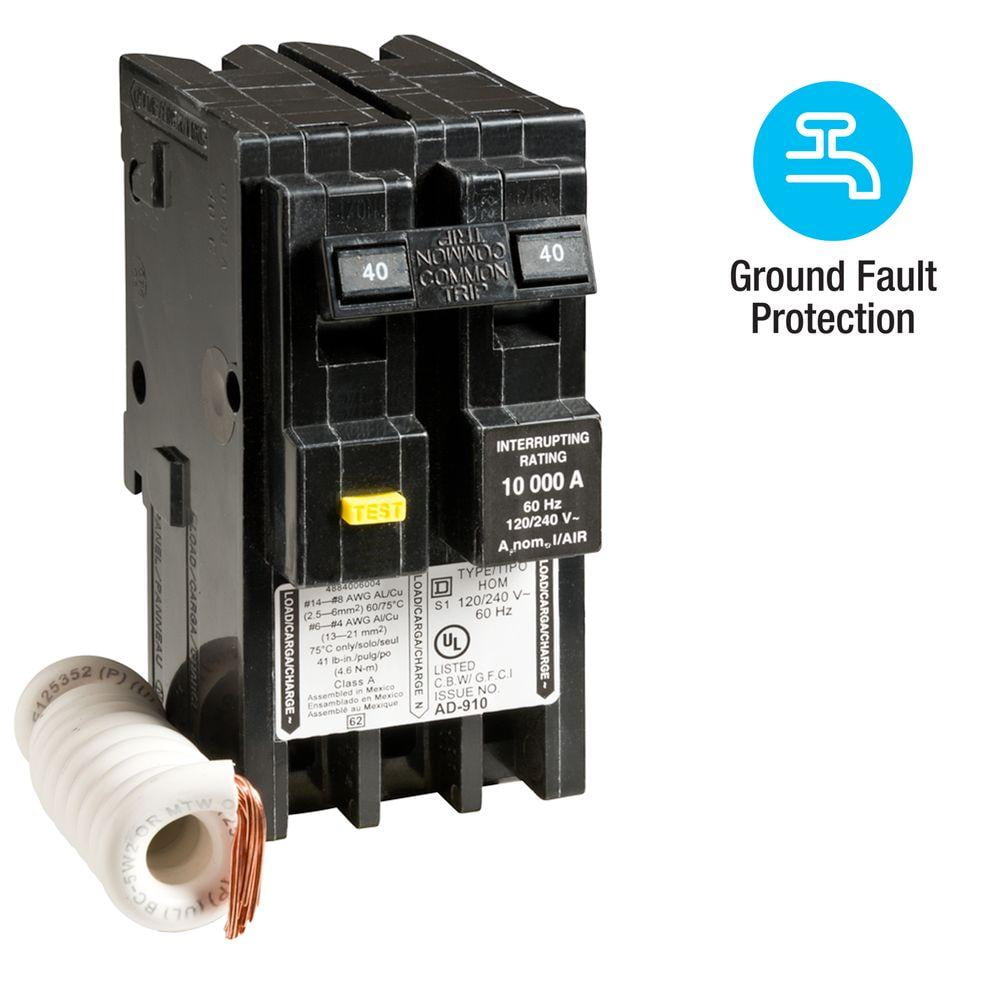 HomeLine Square D 40 Amp 2-Pole GFCI Circuit Breaker & Ground-Fault Interrupter