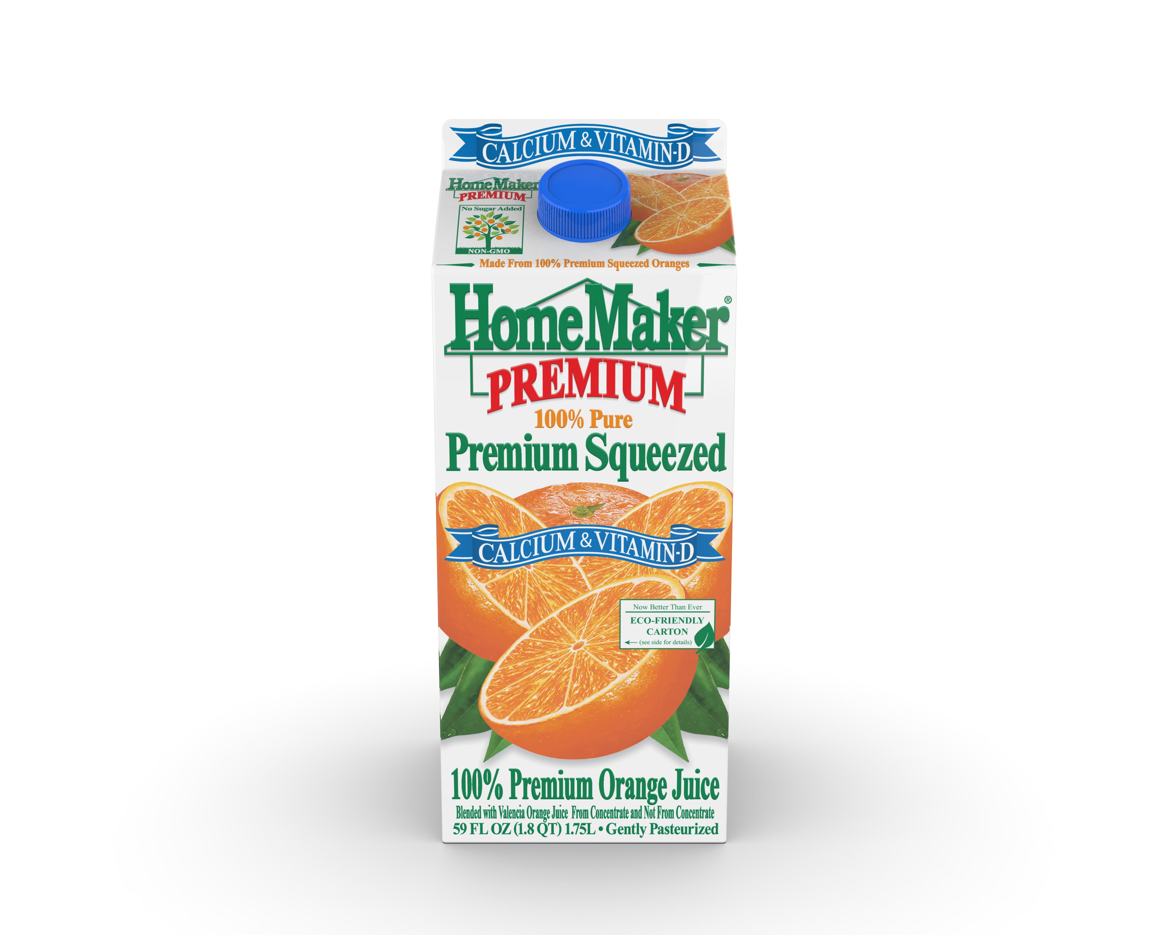 HomeMaker, Premium, Orange Juice, Calcium and Vitamin D, Chilled, 59 fl