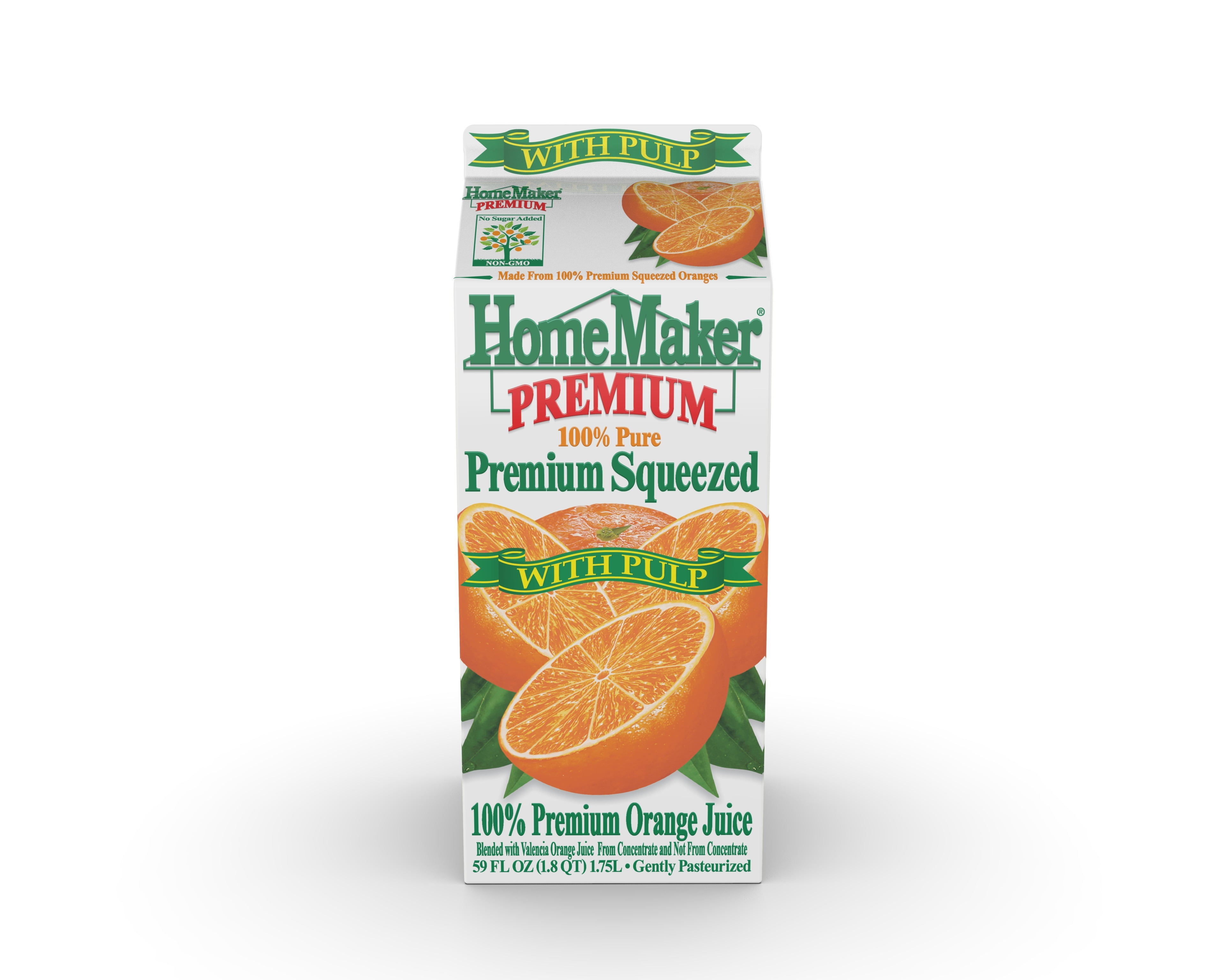 HomeMaker, Premium Squeezed Orange Juice with Pulp, 59 Oz