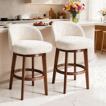 HomeMiYN Modern Swivel Counter Stool with Square Base Green Linen ...