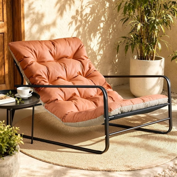 HomeMiYN Oversized Outdoor Patio Lounge Chair, Supports 500 Lbs, Extra Thick Puffy Cushion, Modern for Backyard, Garden, Poolside