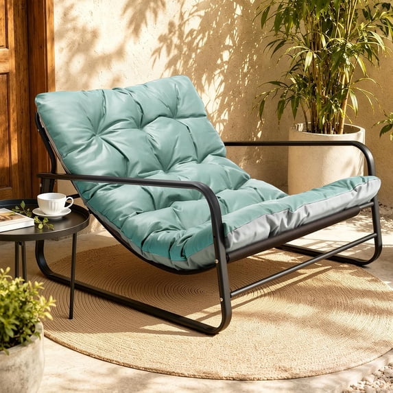 HomeMiYN Oversized Outdoor Patio Lounge Chair, Supports 500 Lbs, Extra Thick Puffy Cushion, Modern for Backyard, Garden, Poolside