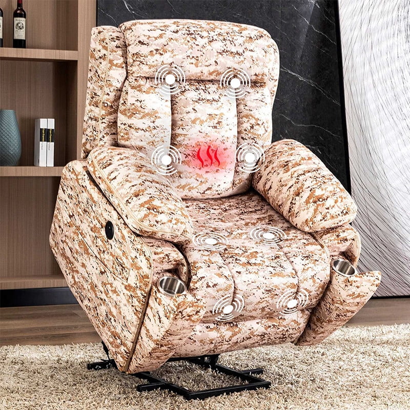 HomeMiYN Recliner Chair with Massage Heat and Vibration, Soft Fabric