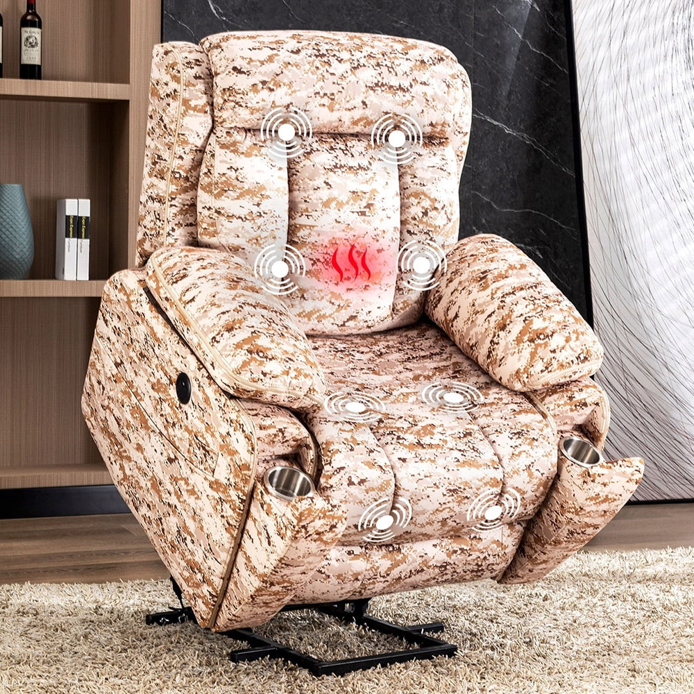HomeMiYN Recliner Chair with Massage Heat and Vibration, Soft Fabric
