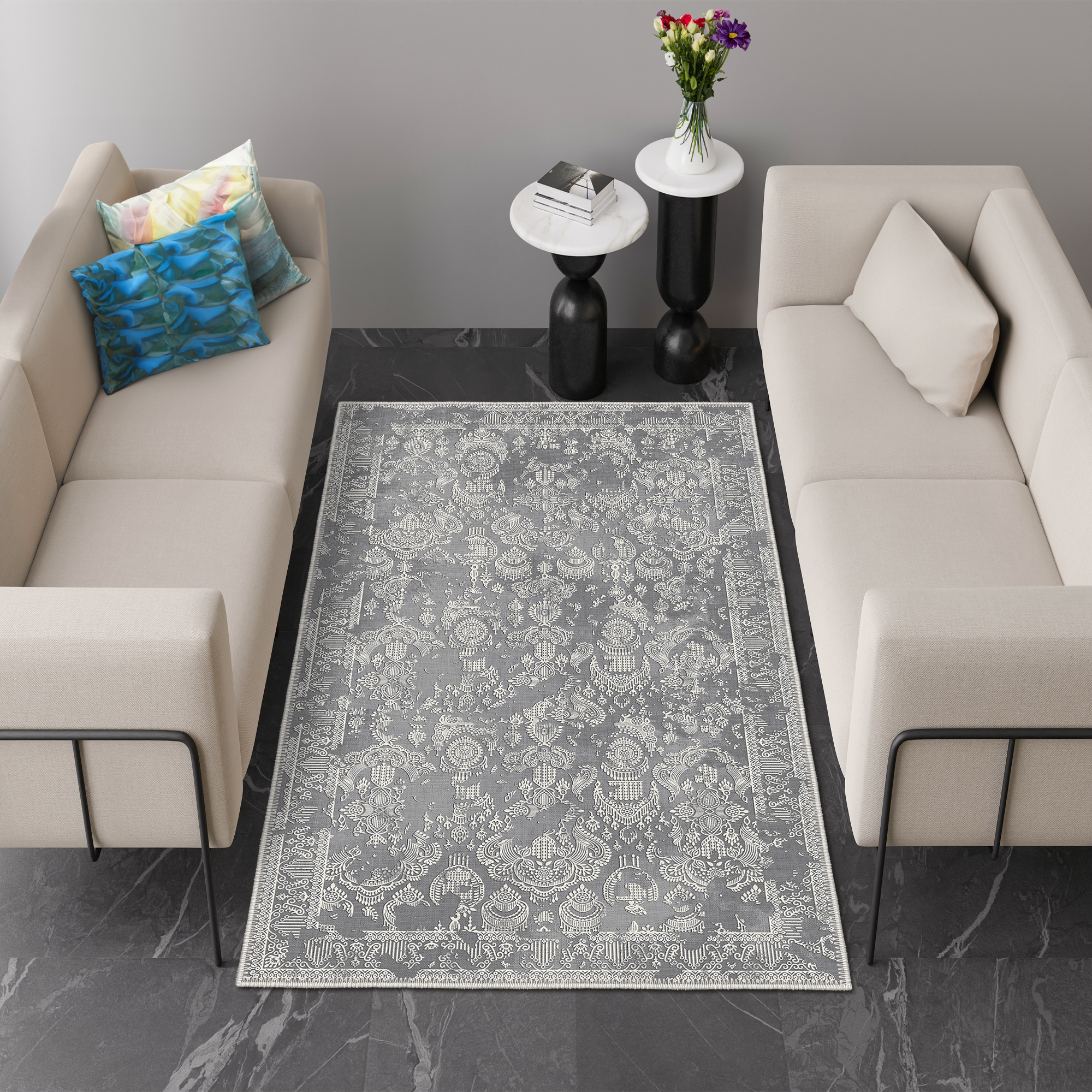 Machine Washable Rug 180x350 cm, Non Slip, Stain Resistant