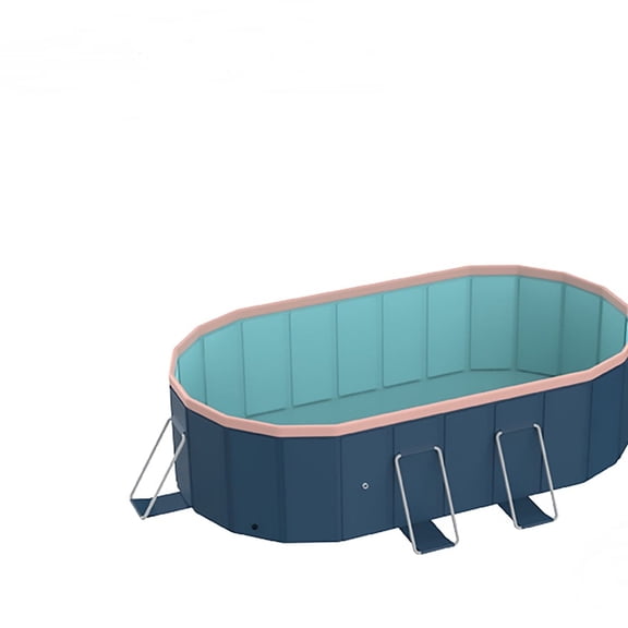 HomePerch 102in Oval Foldable Hard Plastic Kiddie Pool, Inflatable PVC Backyard Pool for Kids, Adults & Pets, Indoor Outdoor Use