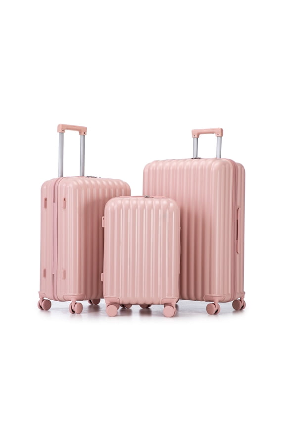 20"/24"/28" 3-Piece ABS Hardshell Spinner Luggage Set – Carry-On Suitcases with USB Port, Cup Holder & Phone Holder, Lightweight & Waterproof Travel Luggage