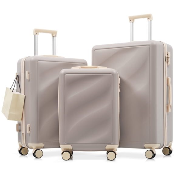 HomePerch 3-Piece Luggage Set (20"/24"/28"), Lightweight ABS Hardshell Suitcases with Spinner Wheels, TSA Lock & Side Hooks, Carry-On and Checked Travel Luggage