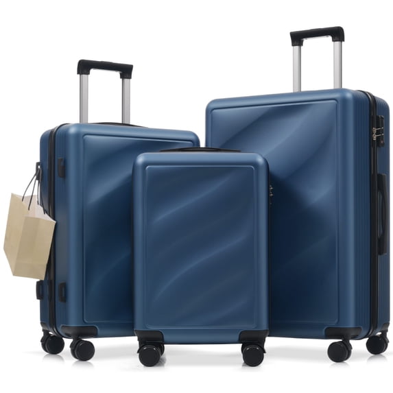 HomePerch 3-Piece Luggage Set (20"/24"/28"), Lightweight ABS Hardshell Suitcases with Spinner Wheels, TSA Lock & Side Hooks, Carry-On and Checked Travel Luggage