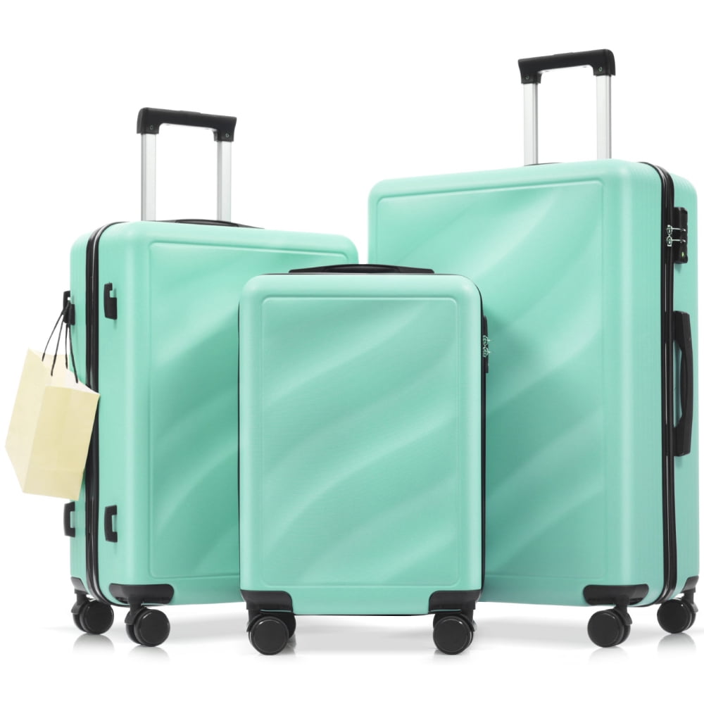 HomePerch 3-Piece Luggage Set (20"/24"/28"), Lightweight ABS Hardshell Suitcases with Spinner Wheels, TSA Lock & Side Hooks, Carry-On and Checked Travel Luggage