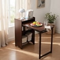 thumbnail image 1 of HomePerch Bamboo Folding Desk with Hidden Storage & Bookshelf, Foldable Computer Desk for Small Spaces, Mid Century Writing Table for Home Office or Bedroom, Walnut Brown, 1 of 10