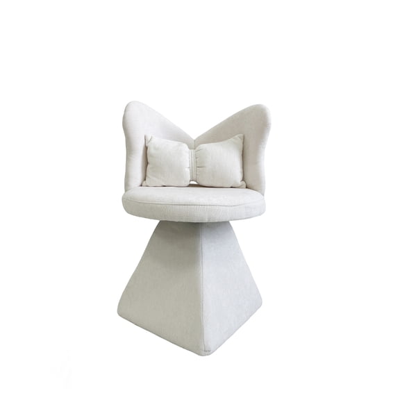 HomePerch Butterfly Back Vanity Chair, Modern Swivel Accent Chair Makeup Stool for Bedroom Dressing Table, Upholstered Dining Chair for Living Room, Study or Recreational Area Seating, White