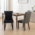 thumbnail image 1 of HomePerch Modern Tufted Velvet Dining Chairs Set of 2, High-End Upholstered Parsons Chairs with Nailhead Trim and Solid Wood Legs for Dining Room, Black and Patterned, 1 of 8