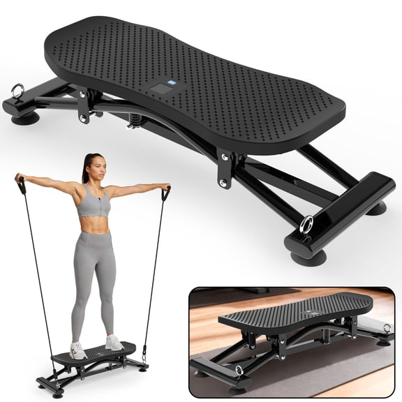 HomePerch Sliding Ski Simulator Trainer with Resistance Bands, Indoor Ski Exercise Machine with Non-Slip Base & LCD Monitor, Balance Board Cardio Equipment for Full Body Workout, Home Gym Fitness