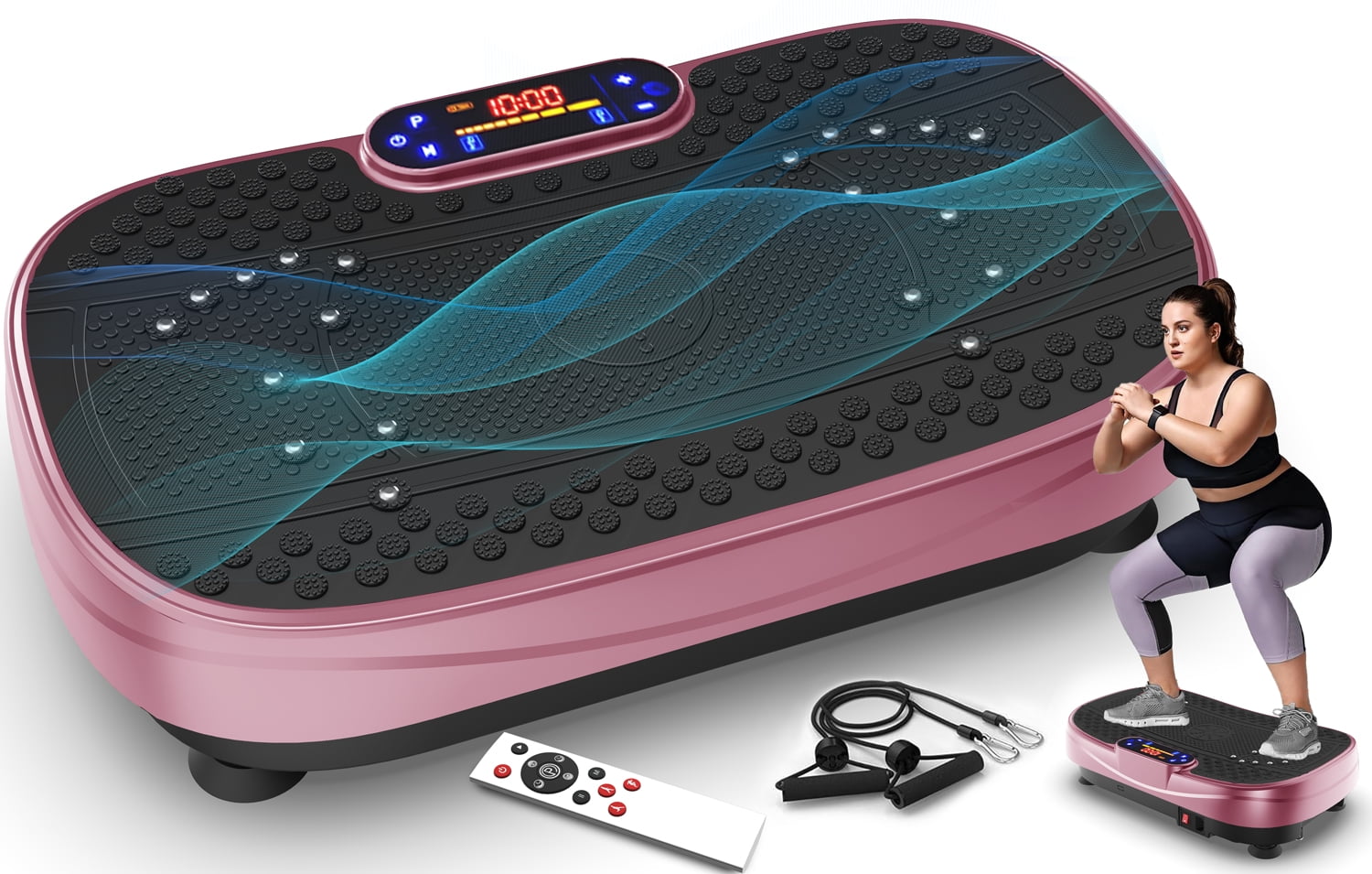 HomePerch Vibration Plate Exercise Machine for Lymphatic Drainage, Whole Body Workout Fitness Platform with Resistance Bands, Shake Board for Weight Loss & Home Gym Training  Red