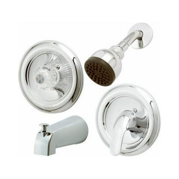 HomePointe 210517 Tub & Shower Faucet + Showerhead, Pressure-Balancing, Acrylic Handle or Metal Lever, Chro - Quantity 3