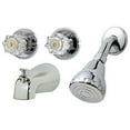 thumbnail image 1 of HomePointe 210524 Tub & Shower Faucet + Showerhead, 2 Acrylic Handles, Chrome - Quantity 3, 1 of 1