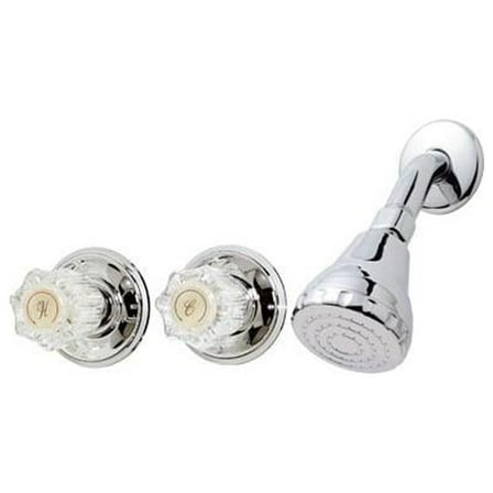 HomePointe 210526 Shower Faucet + Showerhead, 2 Acrylic Handles, Chrome - Quantity 3