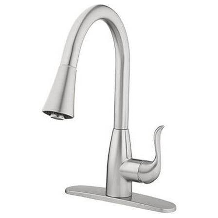 HomePointe 239958 Kitchen Faucet With Pull-Down Spray, Single Handle, Brushed Nickel - Quantity 3