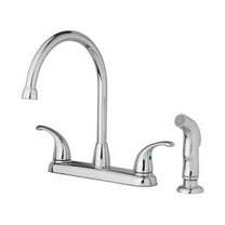 HomePointe 239963 High Arc Kitchen Faucet With Side Spray, 2-Lever Handle, Chrome - Quantity 3
