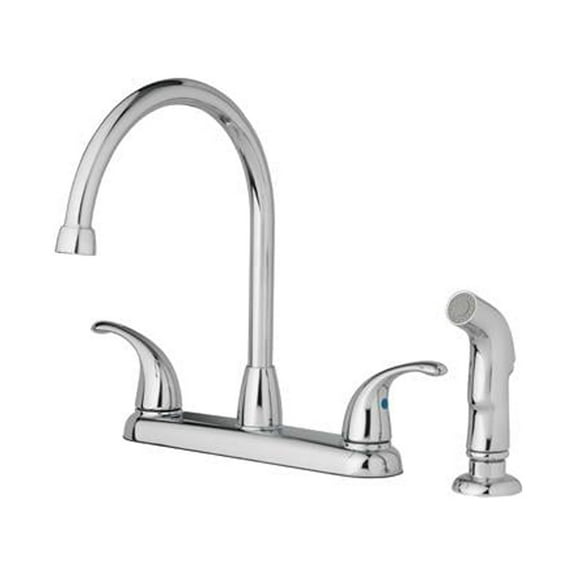 HomePointe 239963 High Arc Kitchen Faucet With Side Spray, 2-Lever Handle, Chrome - Quantity 3