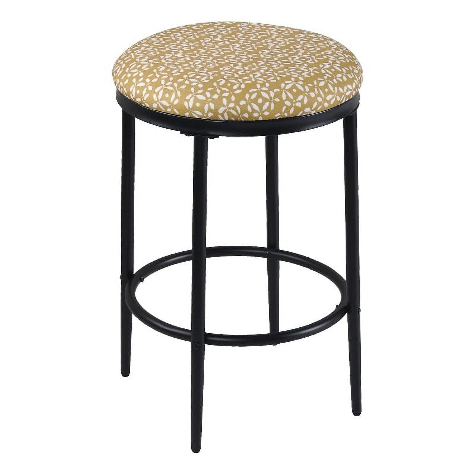 Sleek Golden Yellow 21.7" Metal & Wood Upholstered Barstool