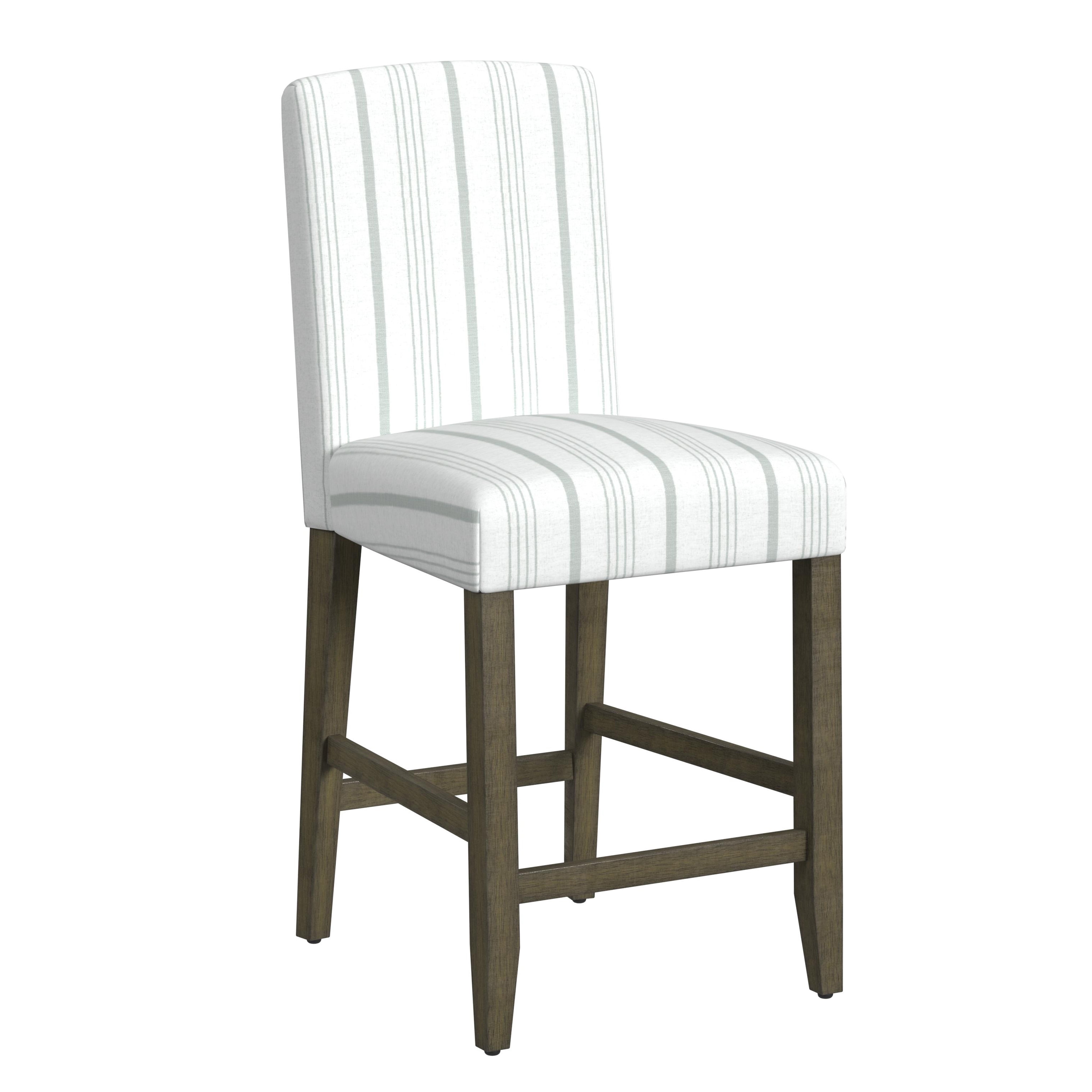 HomePop 24" Indoor Curved Back Upholstered Counter Stool, Calypso Blue Stripe