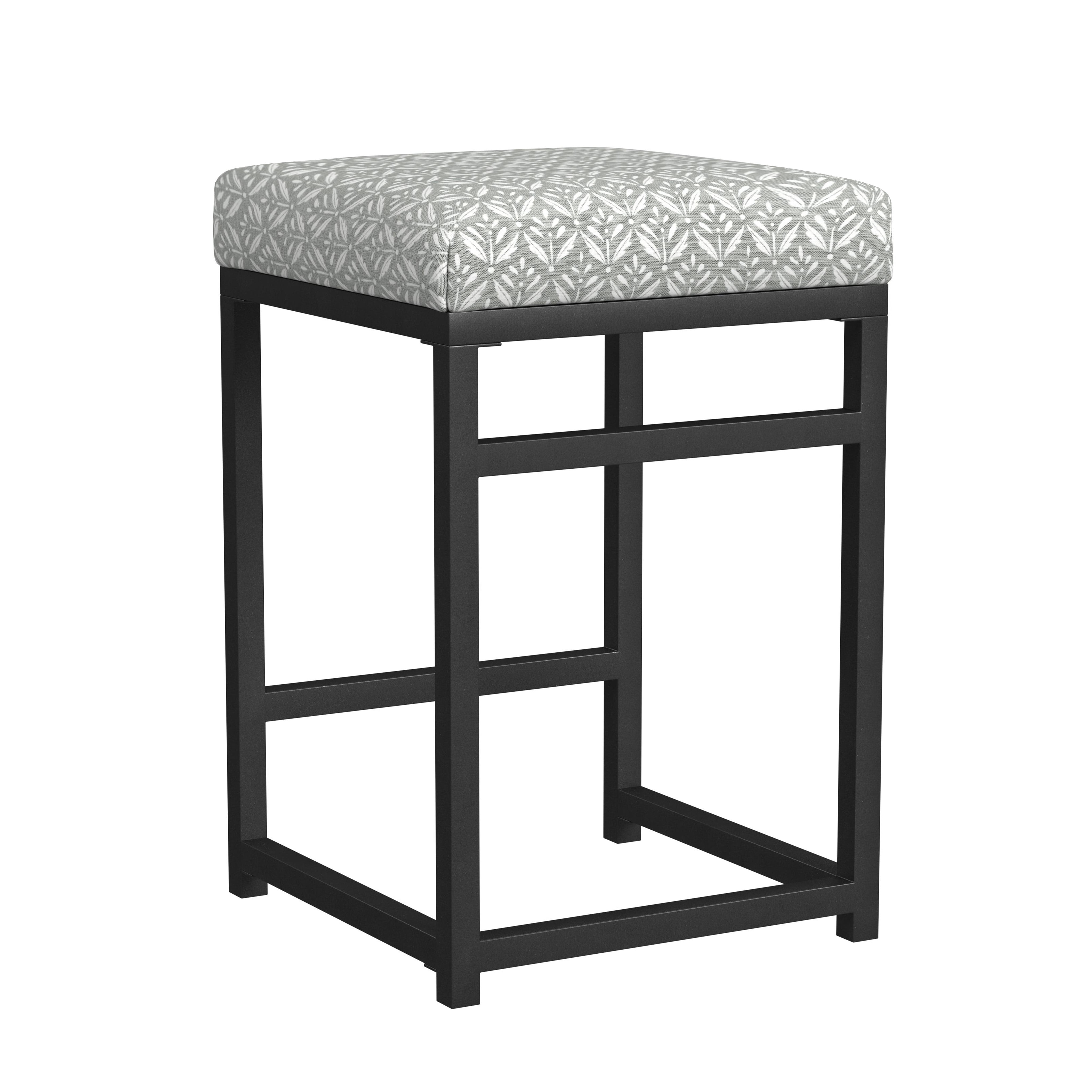 24-Inch Backless Light Gray Print Metal Counter Stool