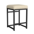 thumbnail image 1 of HomePop 24" Indoor Square Backless Metal Upholstered Counter Stool, Light Tan, 1 of 10