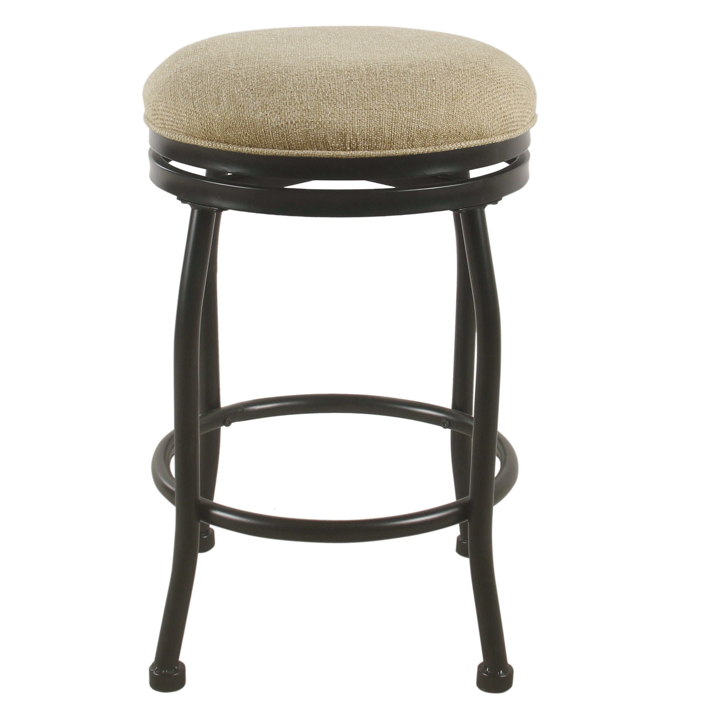 Tan Swivel Backless Wood and Metal Counter Stool, 24-Inch